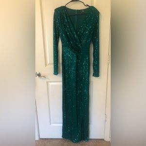 Green sparkly maxi dress